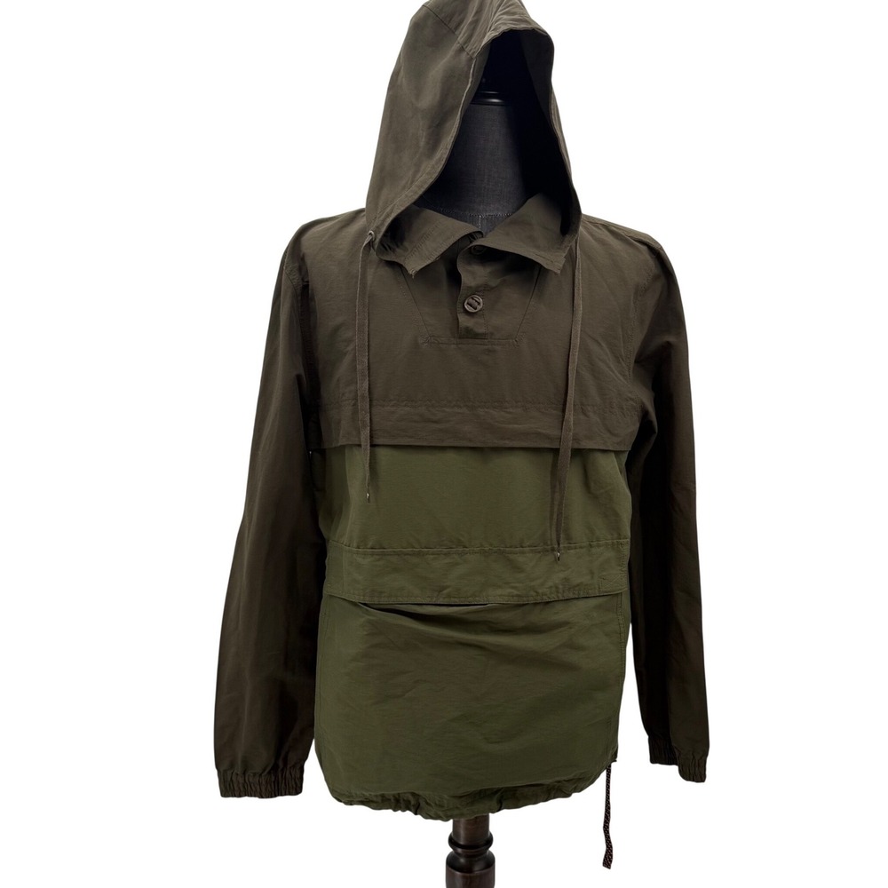 Modern Amusement Anorak Windbreaker Mens XL Green Good Colorblock Hooded Utility